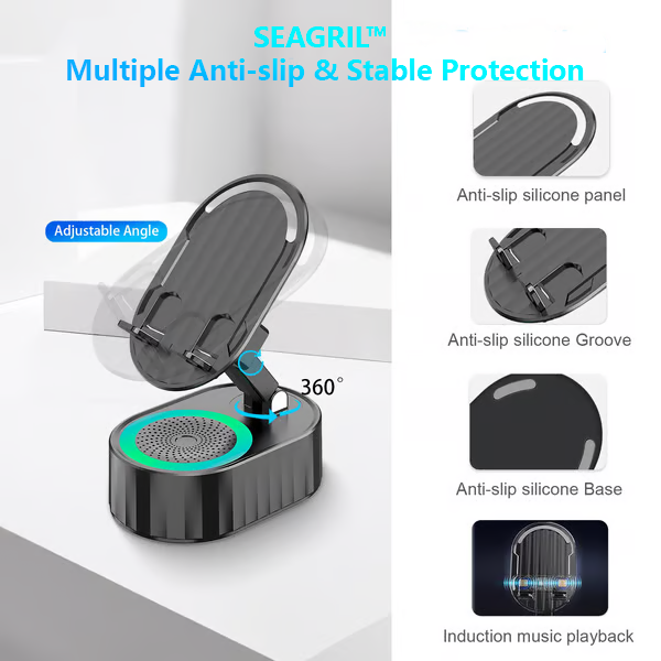 SEAGRIL™ 2025 Smart 4-in-1 Phone Stand — Induction Speaker, Power Bank & Ambient Light