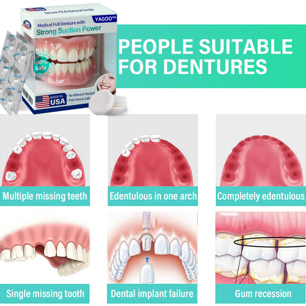 Yagoo™ Medical Full Denture with Strong Suction ✅ Made and Shipped from the USA🍀